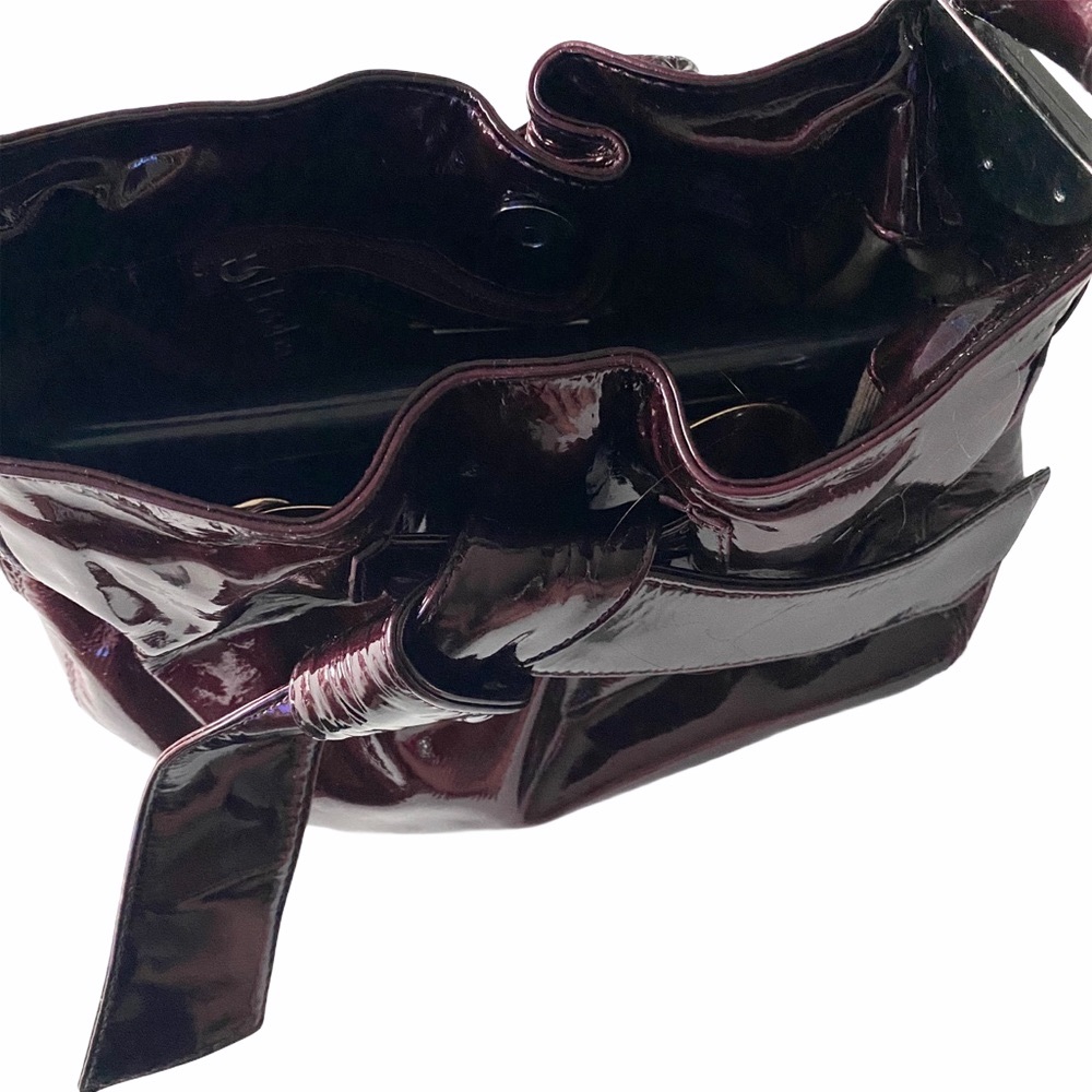Kooba ❁ Bonnie Patent Leather Mini Bow Top Handle Handbag Bag ❁ Purple Merlot ❁ - Picture 13 of 17
